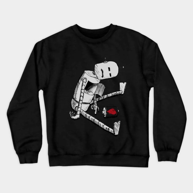 Poor Robot lost his heart, Somber, heartless, Empathy T-Shirt Crewneck Sweatshirt by Art from the Machine